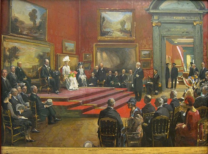 The opening of the Modern, Foreign, and Sargent Galleries at the Tate Gallery, June 26th, 1926, by Sir John Lavery (1856-1941), Tate Britain, London.